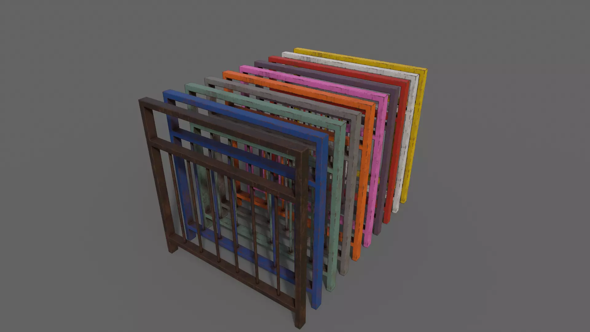 PBR Pedestrian Guard Rail V4-Clean-Rusty Low-poly 3D model_0