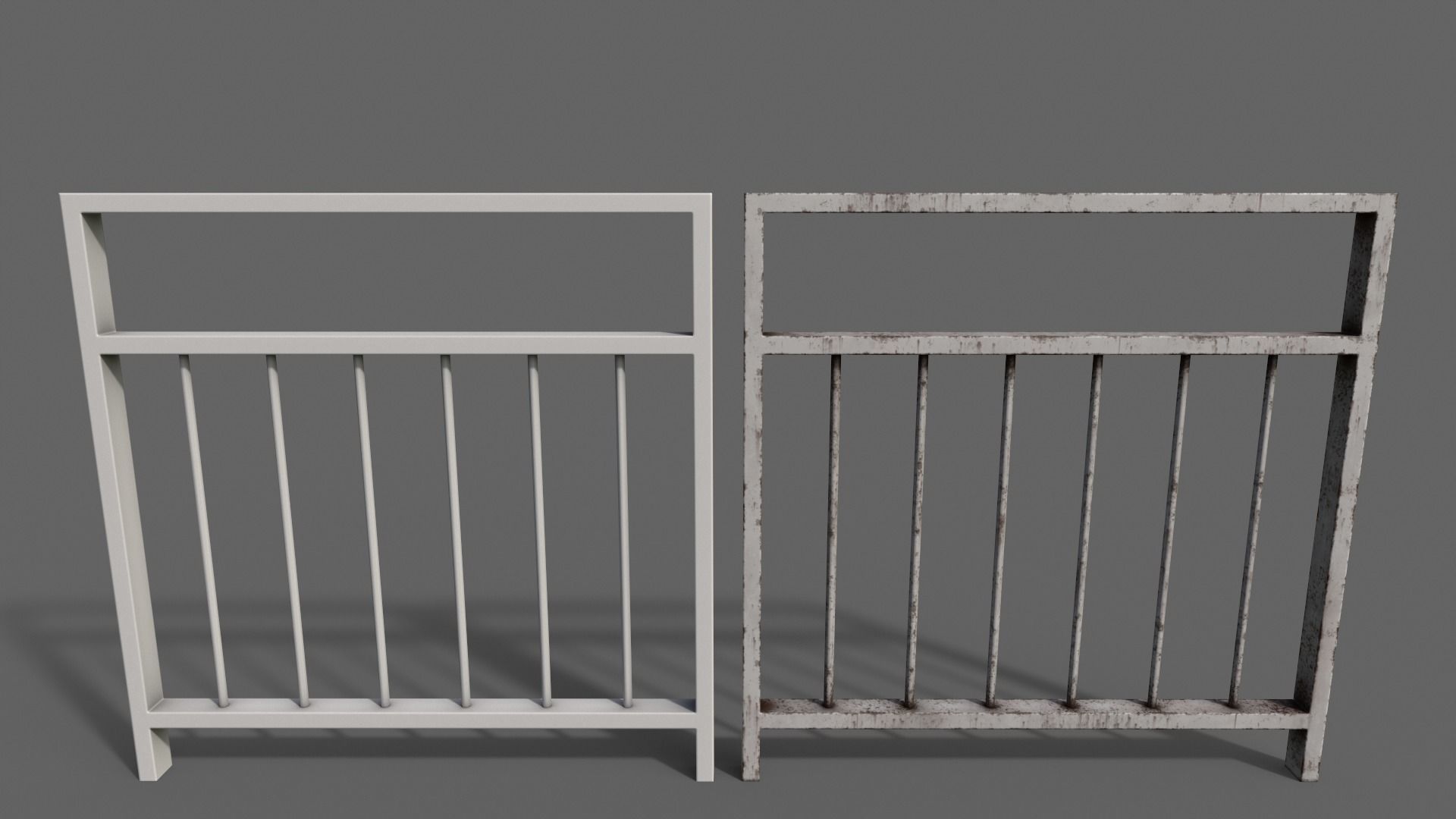 PBR Pedestrian Guard Rail V4-Clean-Rusty Low-poly 3D model_10