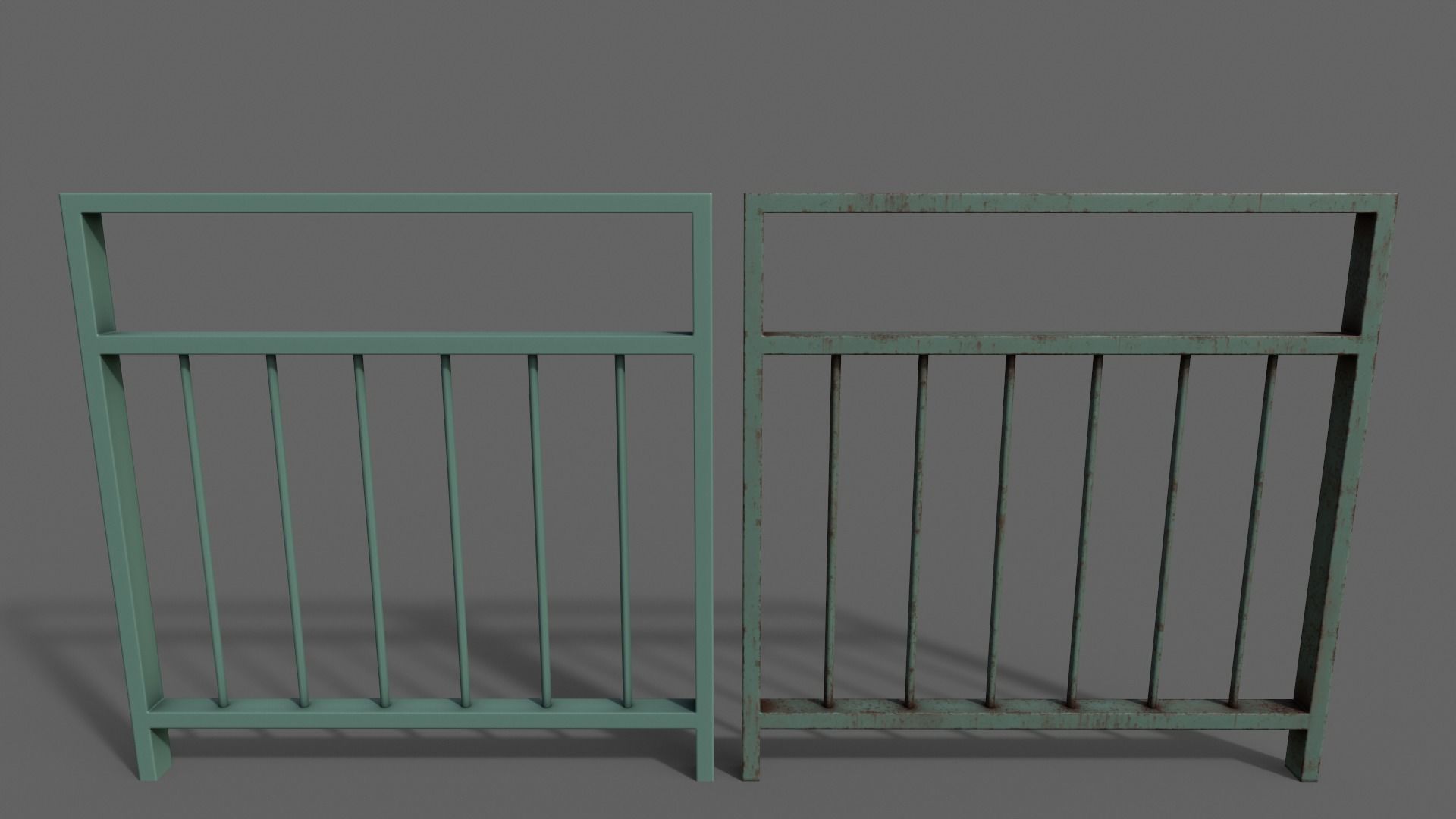 PBR Pedestrian Guard Rail V4-Clean-Rusty Low-poly 3D model_4