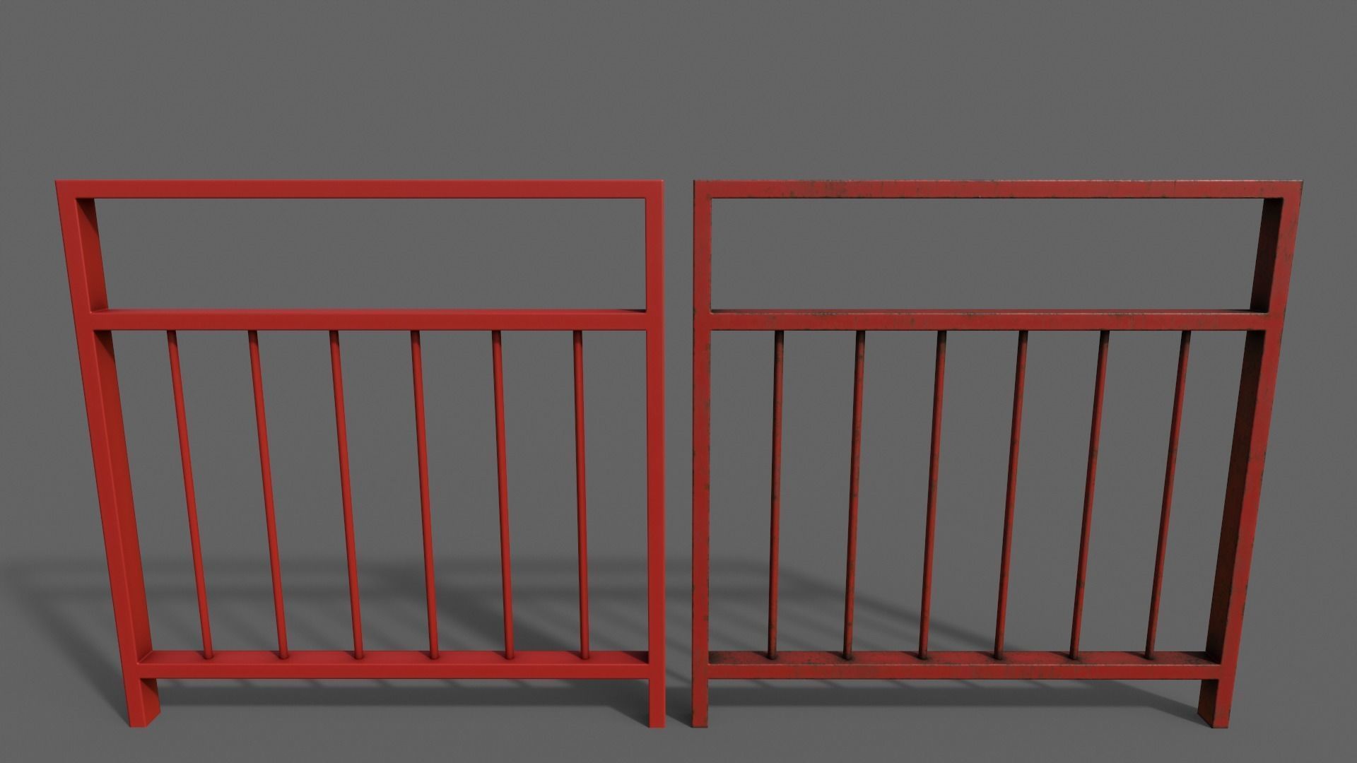 PBR Pedestrian Guard Rail V4-Clean-Rusty Low-poly 3D model_9