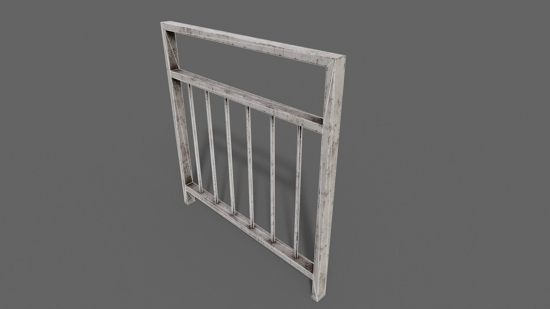 PBR Pedestrian Guard Rail V4-Clean-Rusty Low-poly 3D model_28