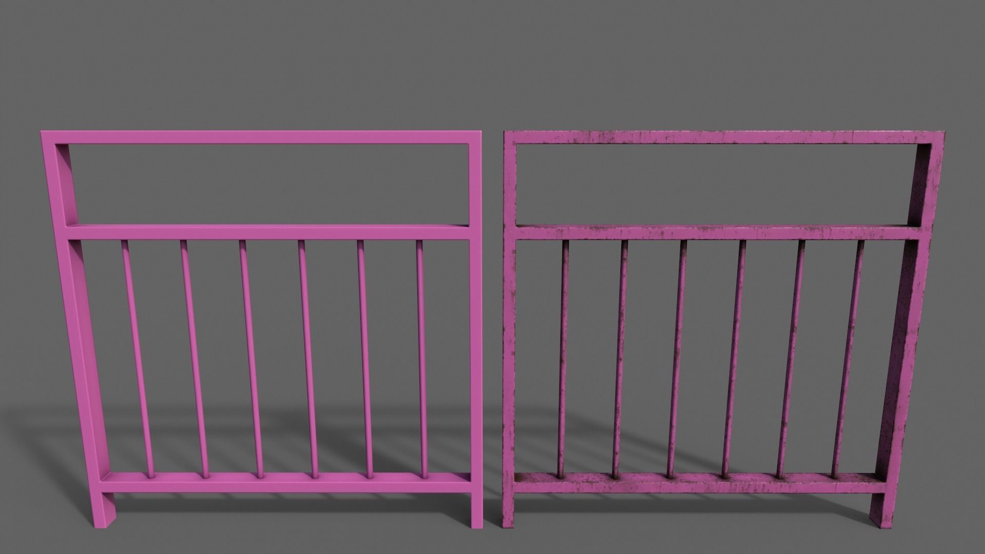 PBR Pedestrian Guard Rail V4-Clean-Rusty Low-poly 3D model_7