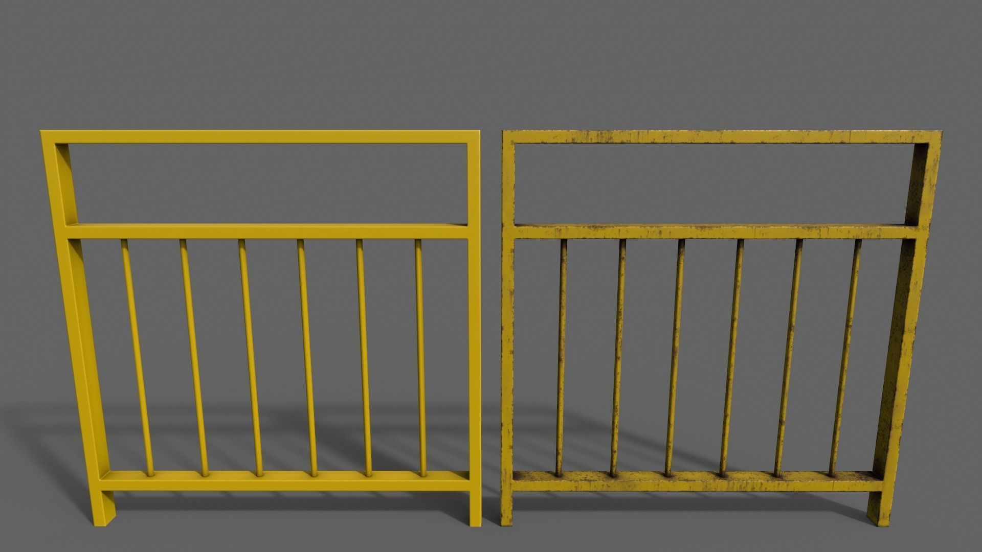 PBR Pedestrian Guard Rail V4-Clean-Rusty Low-poly 3D model_11