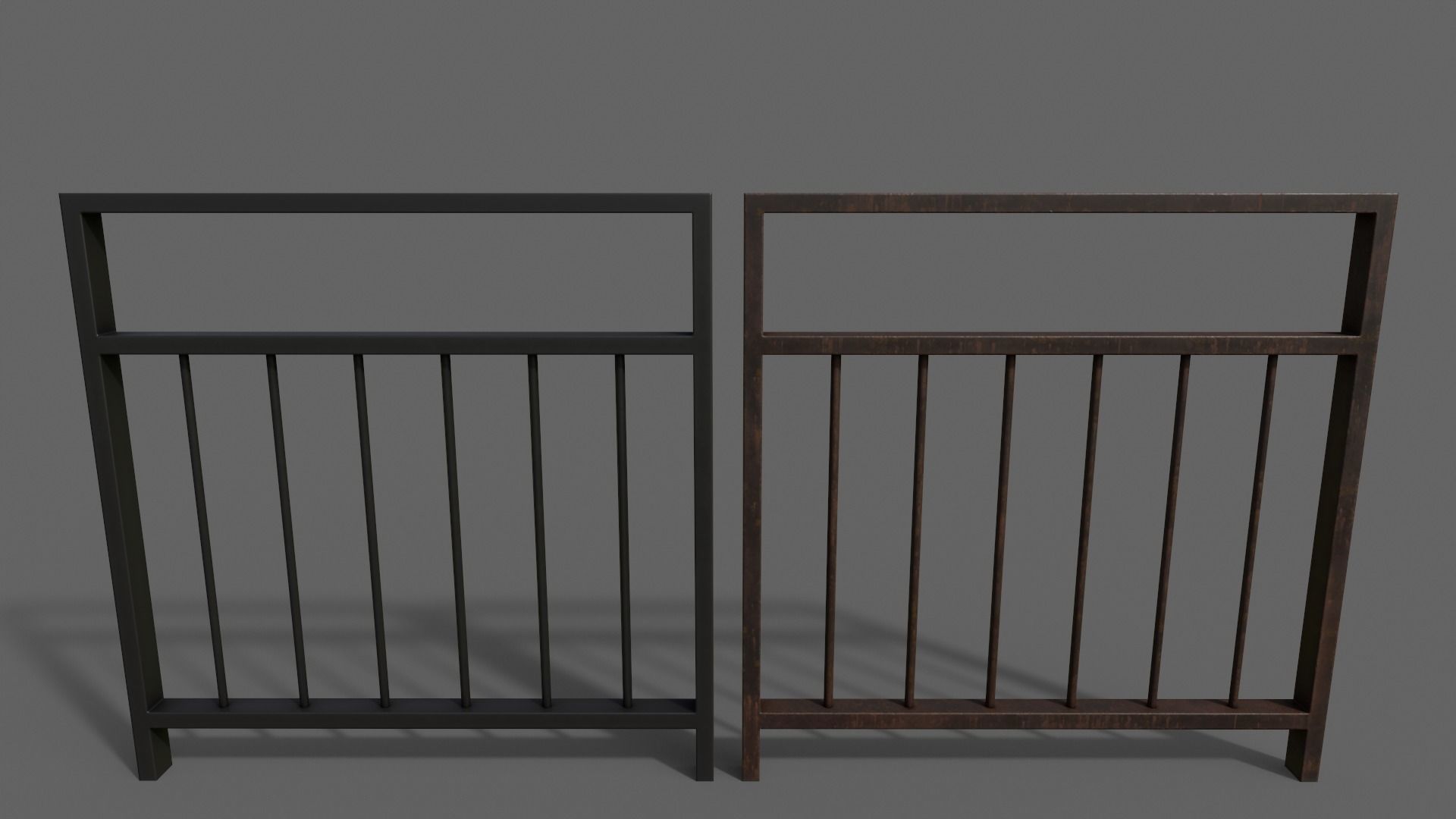 PBR Pedestrian Guard Rail V4-Clean-Rusty Low-poly 3D model_2