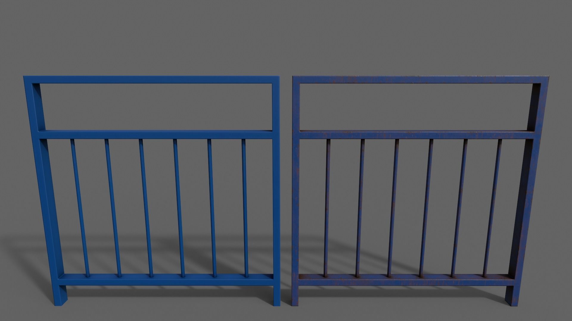 PBR Pedestrian Guard Rail V4-Clean-Rusty Low-poly 3D model_3