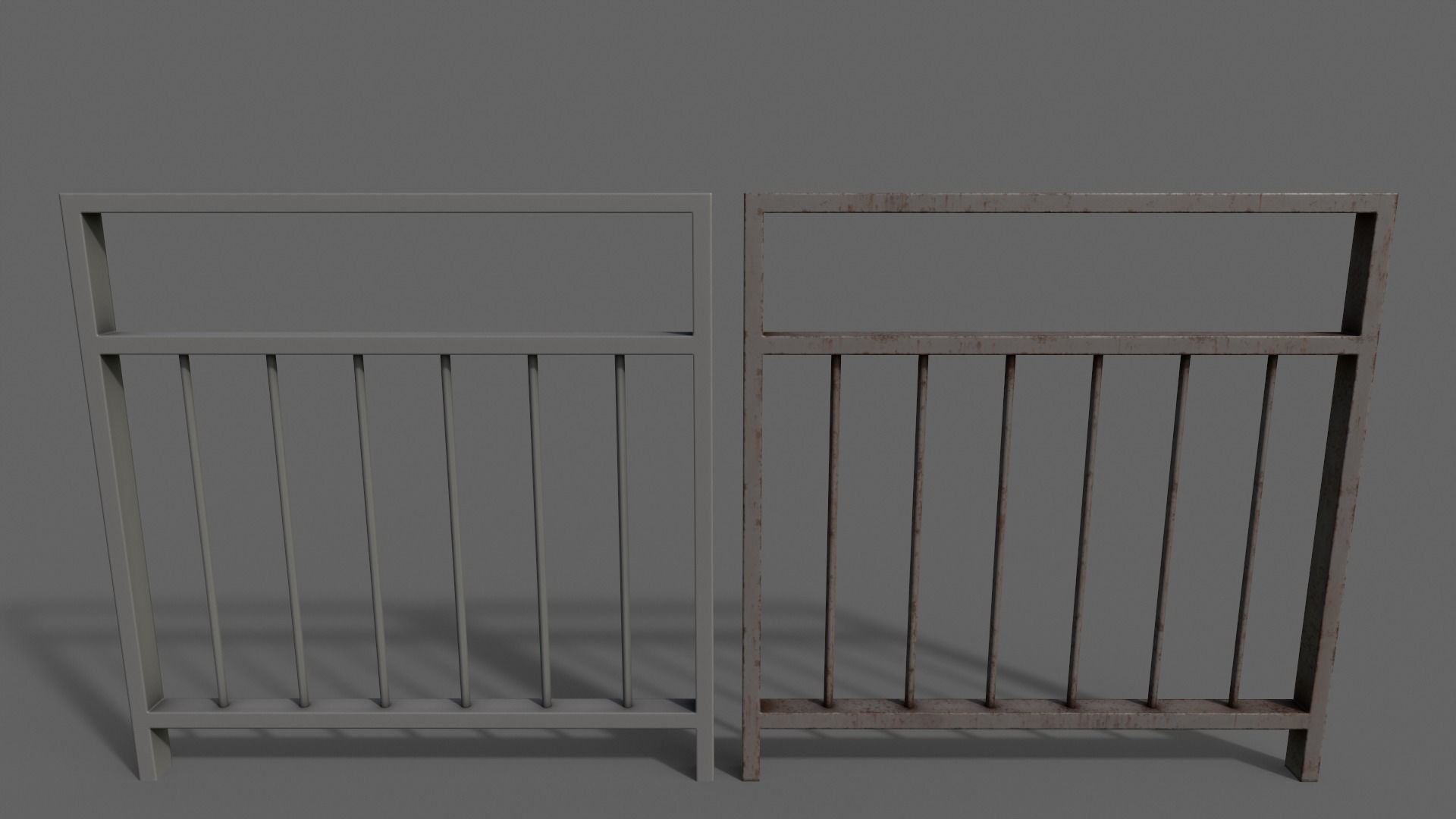 PBR Pedestrian Guard Rail V4-Clean-Rusty Low-poly 3D model_5