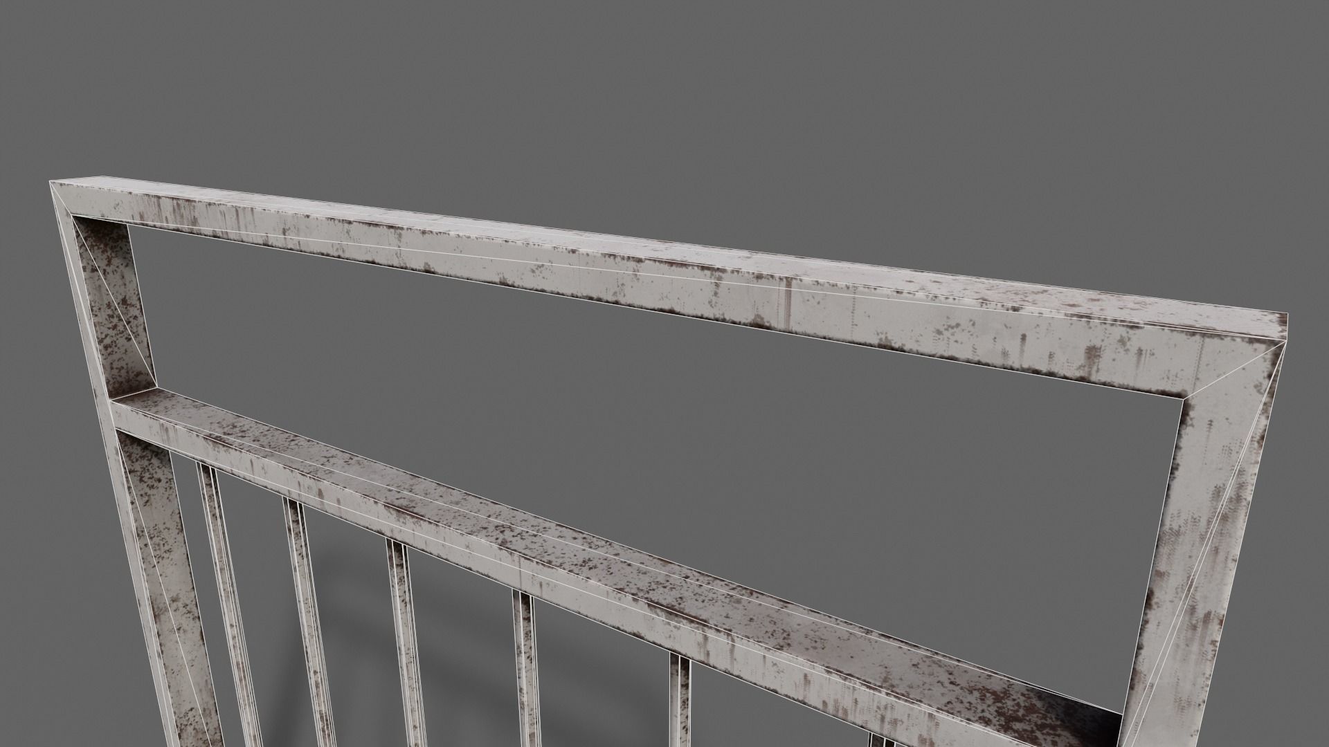PBR Pedestrian Guard Rail V4-Clean-Rusty Low-poly 3D model_29