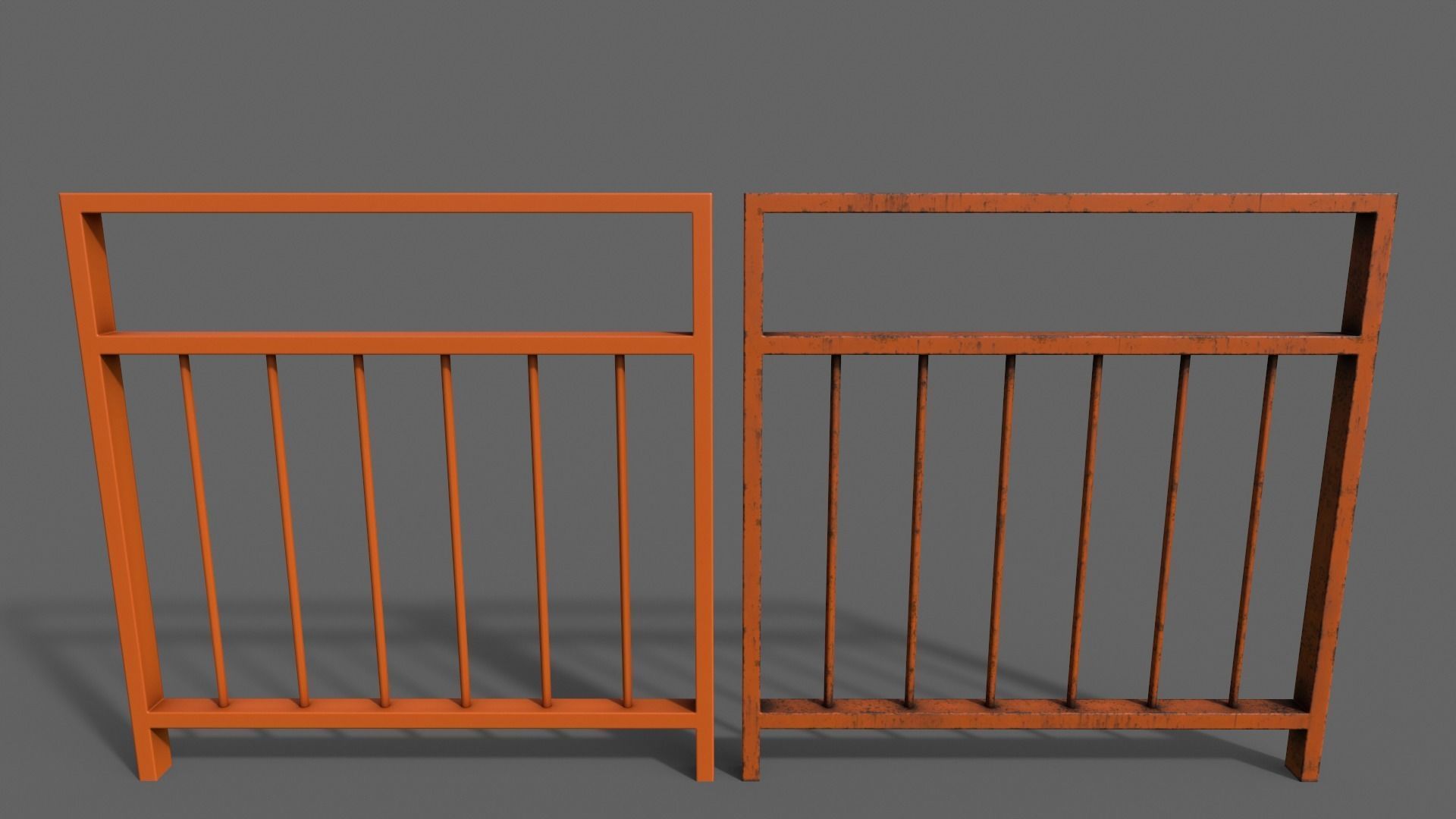 PBR Pedestrian Guard Rail V4-Clean-Rusty Low-poly 3D model_6
