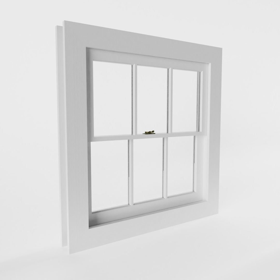 Three Light Sash Window 3D model_1