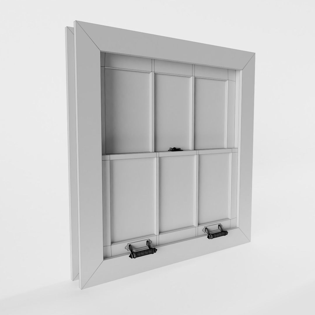 Three Light Sash Window 3D model_6