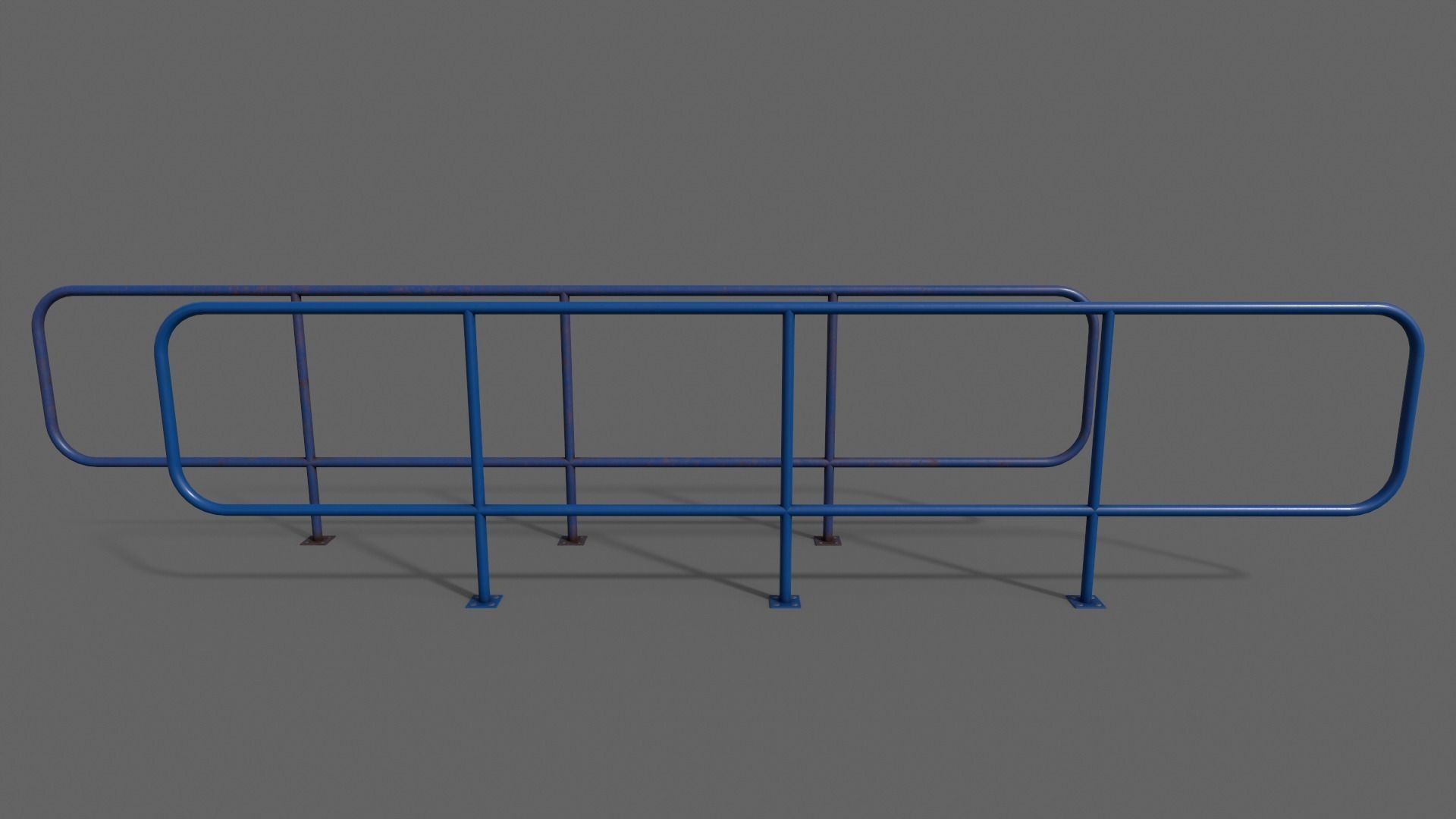 PBR Pedestrian Guard Rail V5-Clean-Rusty Low-poly 3D model_3