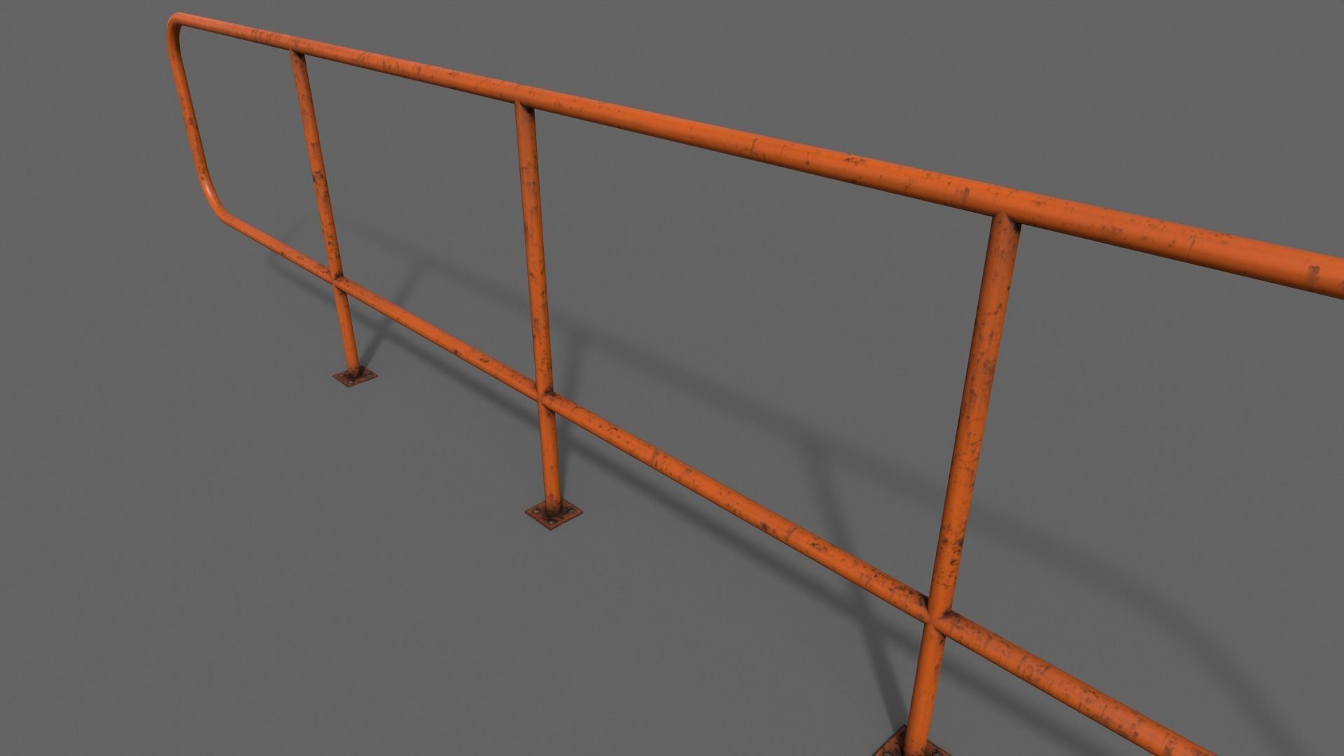 PBR Pedestrian Guard Rail V5-Clean-Rusty Low-poly 3D model_21