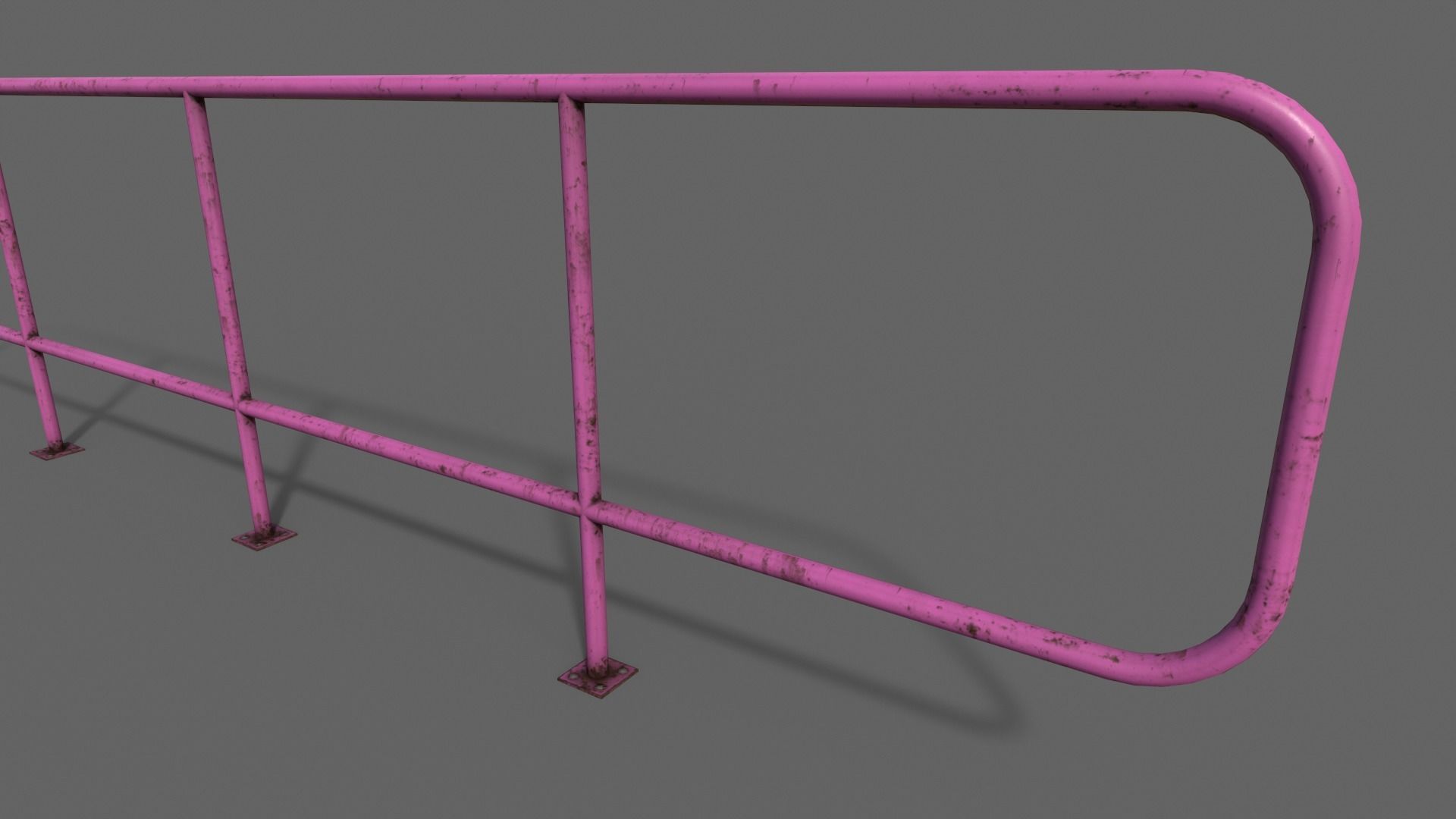 PBR Pedestrian Guard Rail V5-Clean-Rusty Low-poly 3D model_22
