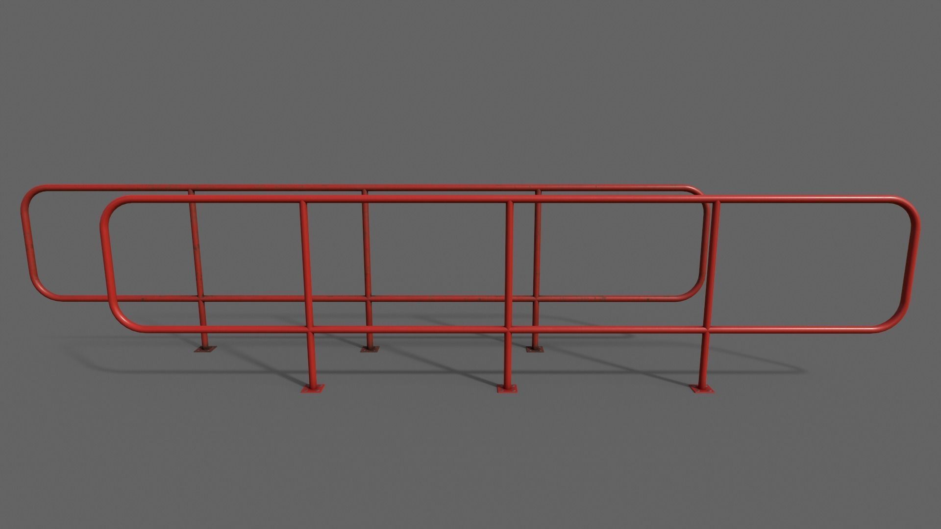 PBR Pedestrian Guard Rail V5-Clean-Rusty Low-poly 3D model_9