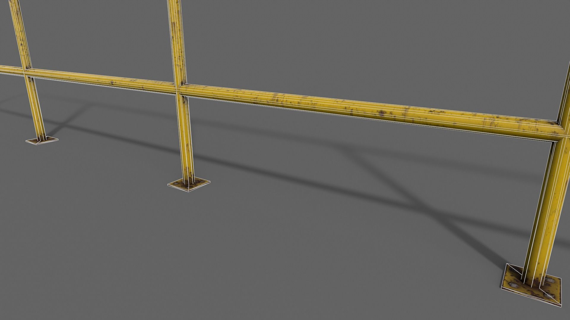 PBR Pedestrian Guard Rail V5-Clean-Rusty Low-poly 3D model_30