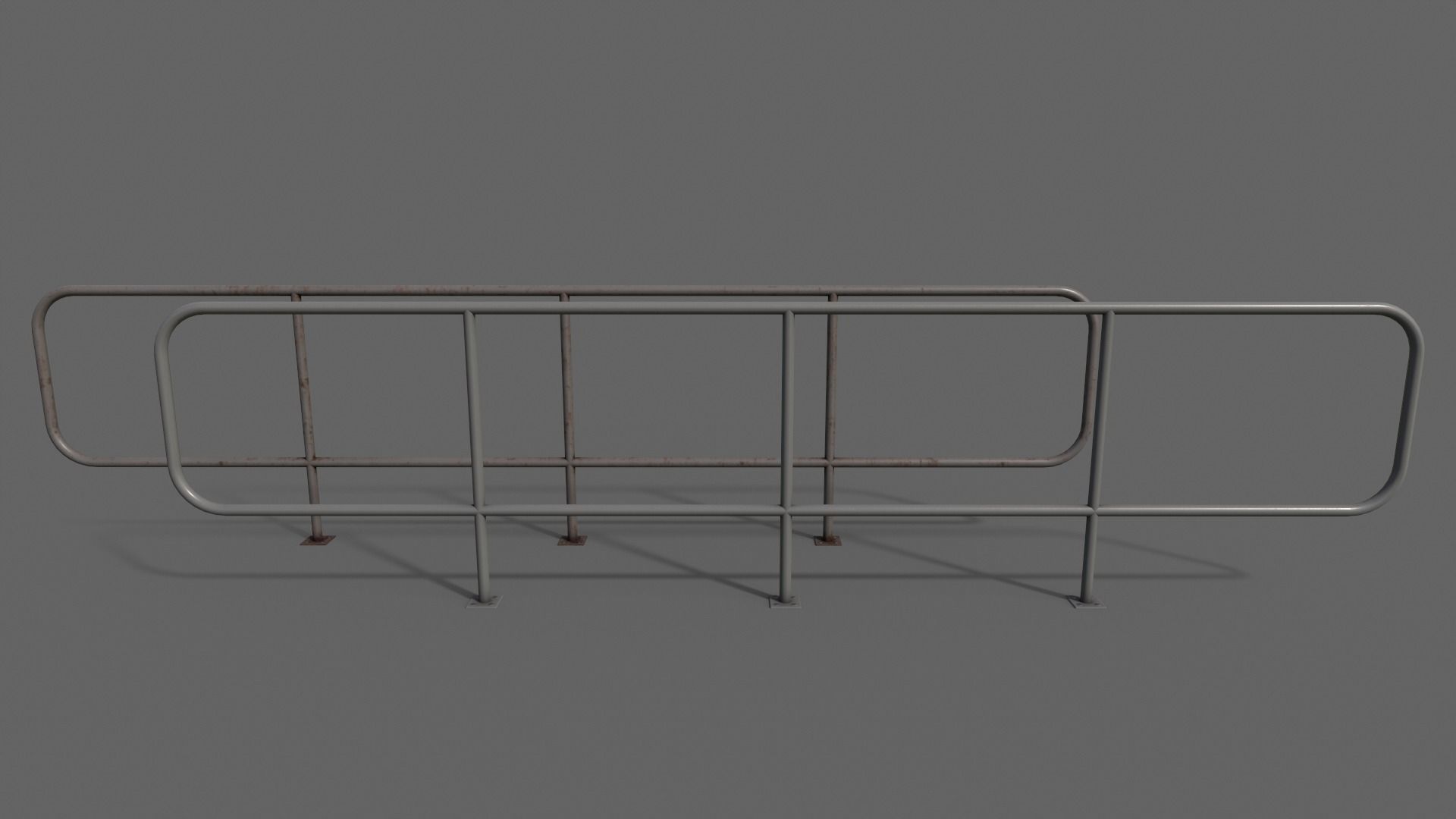 PBR Pedestrian Guard Rail V5-Clean-Rusty Low-poly 3D model_5