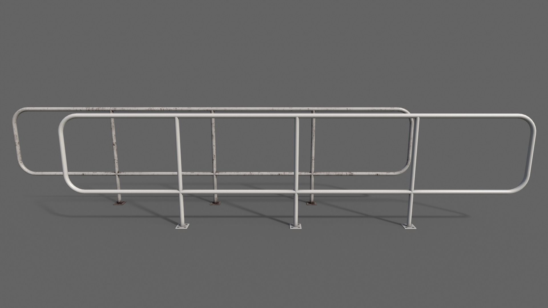 PBR Pedestrian Guard Rail V5-Clean-Rusty Low-poly 3D model_10