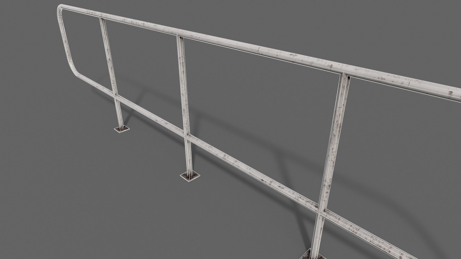 PBR Pedestrian Guard Rail V5-Clean-Rusty Low-poly 3D model_28