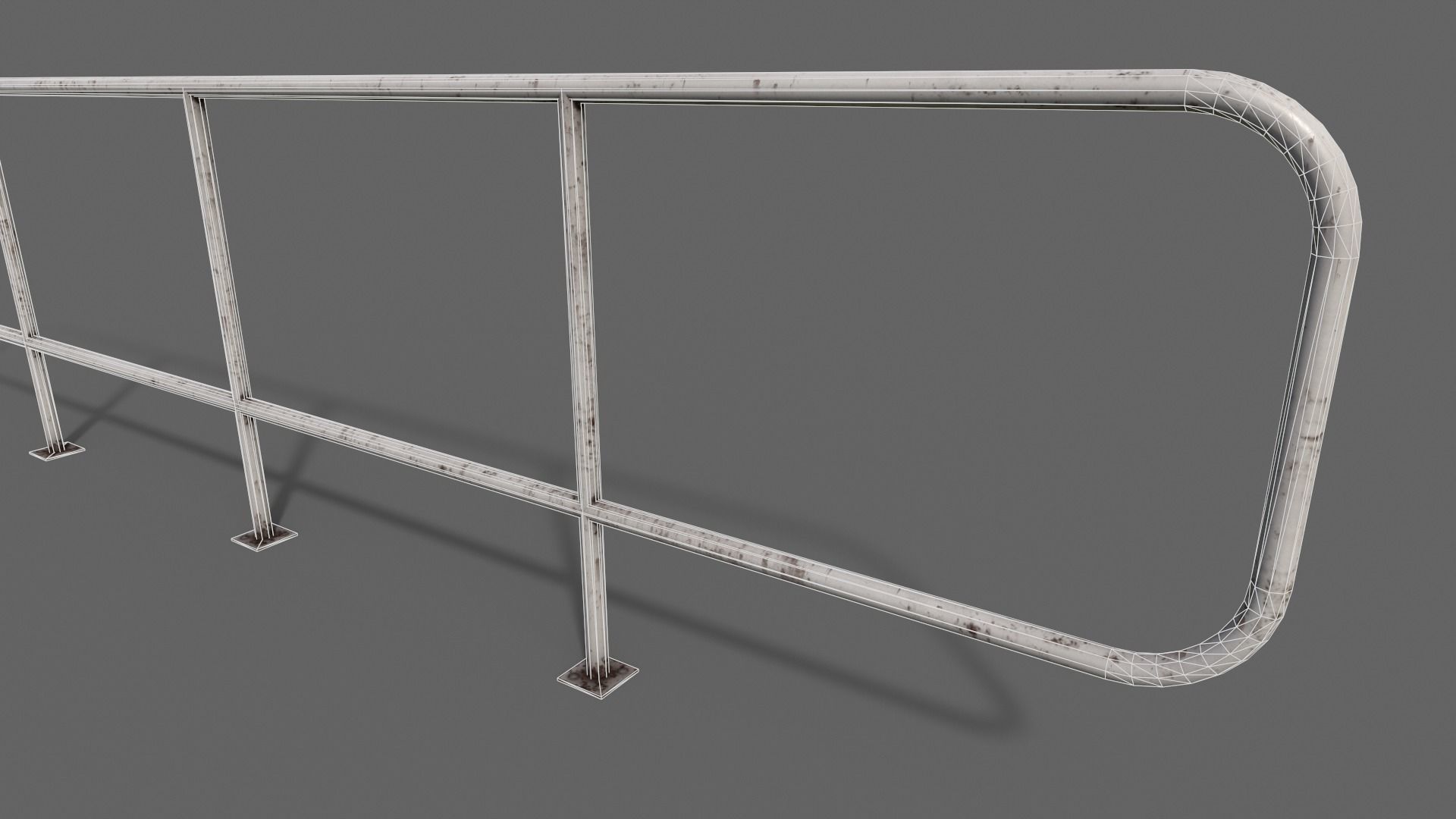 PBR Pedestrian Guard Rail V5-Clean-Rusty Low-poly 3D model_29
