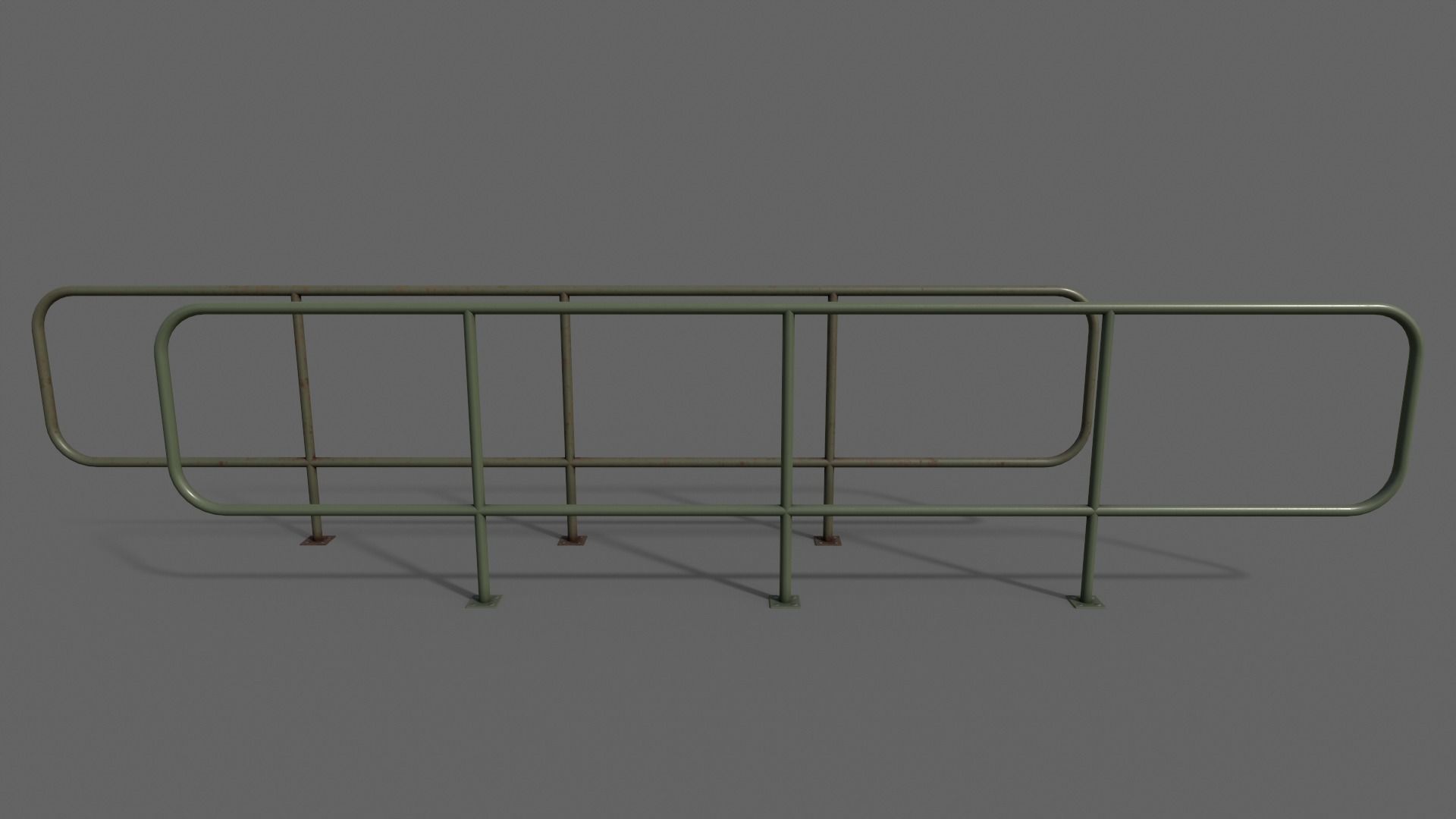 PBR Pedestrian Guard Rail V5-Clean-Rusty Low-poly 3D model_4