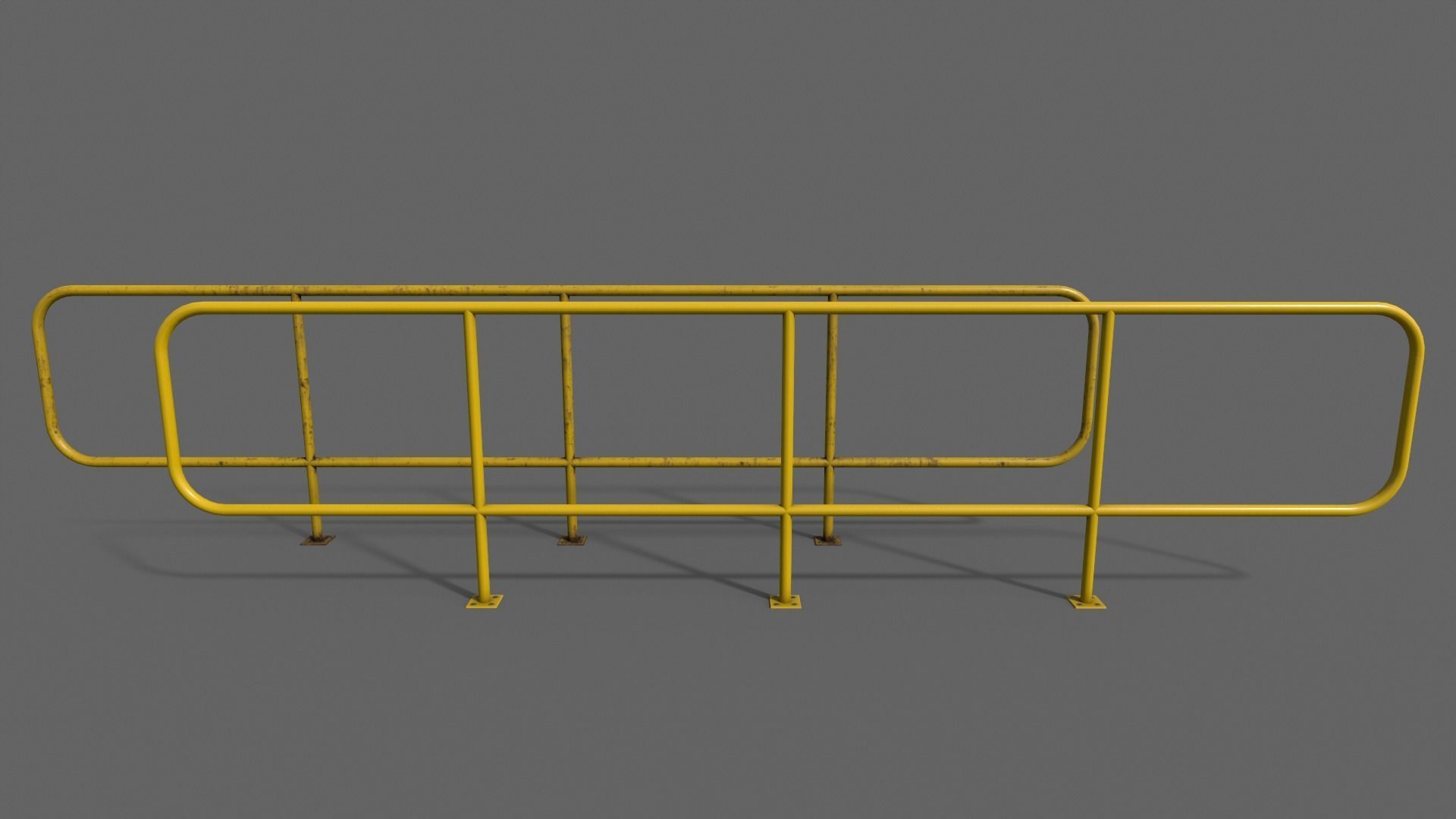 PBR Pedestrian Guard Rail V5-Clean-Rusty Low-poly 3D model_11