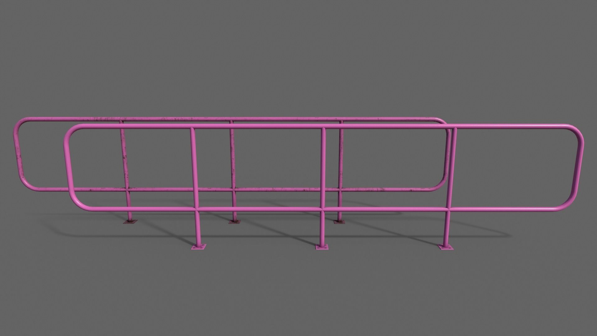 PBR Pedestrian Guard Rail V5-Clean-Rusty Low-poly 3D model_7