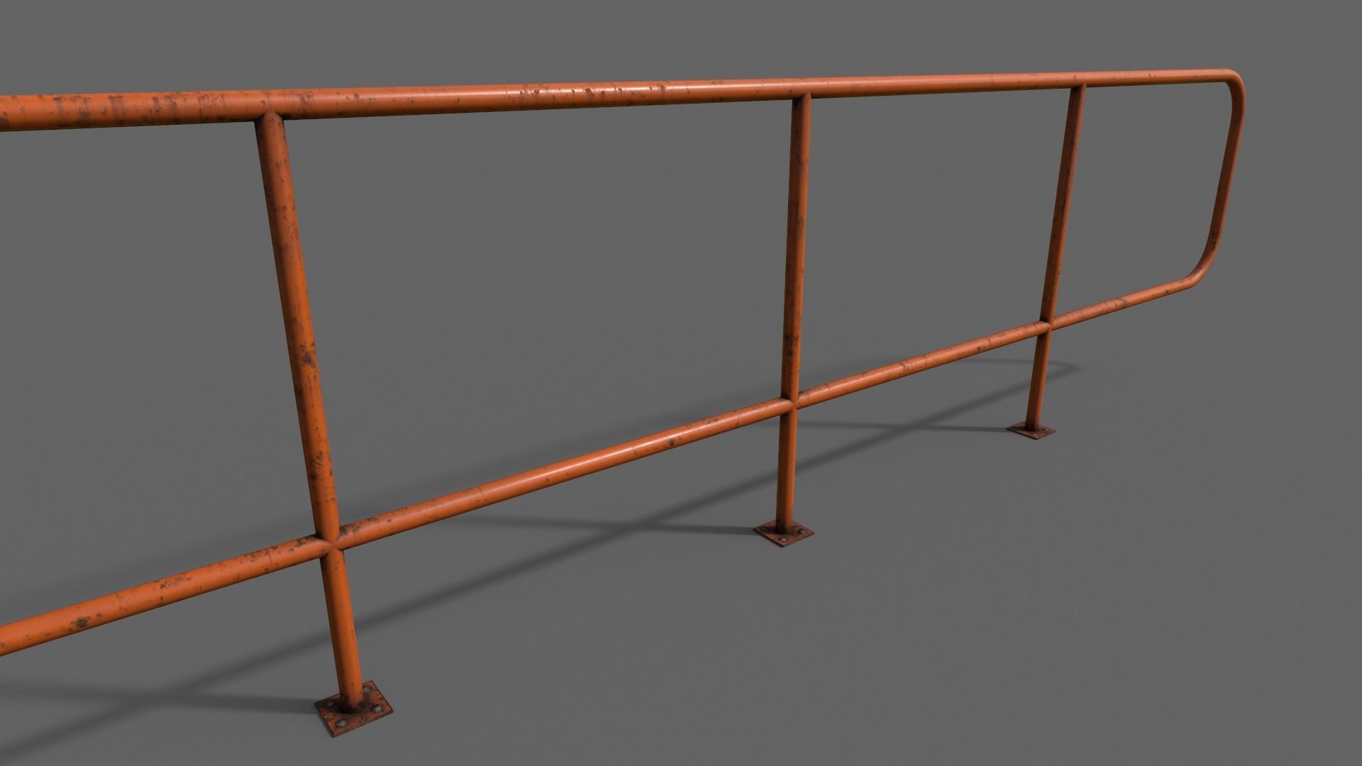 PBR Pedestrian Guard Rail V5-Clean-Rusty Low-poly 3D model_20