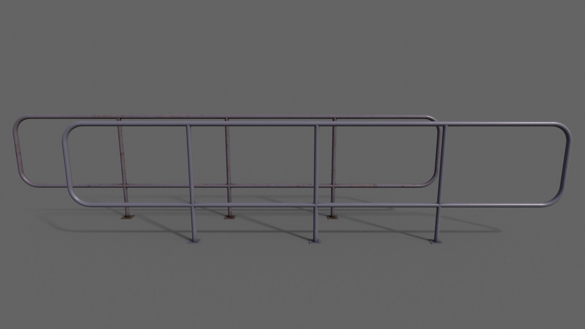 PBR Pedestrian Guard Rail V5-Clean-Rusty Low-poly 3D model_8