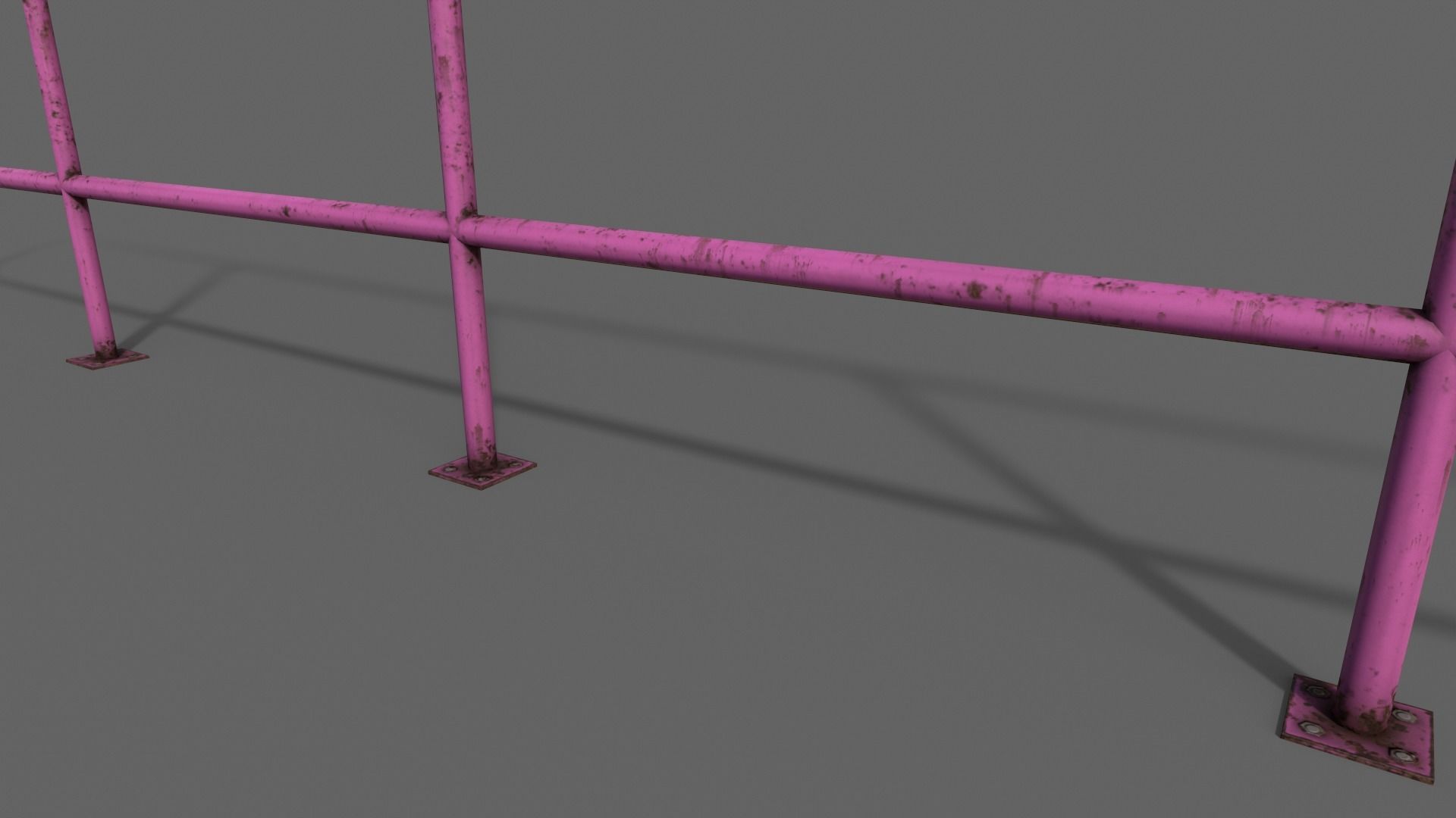 PBR Pedestrian Guard Rail V5-Clean-Rusty Low-poly 3D model_23