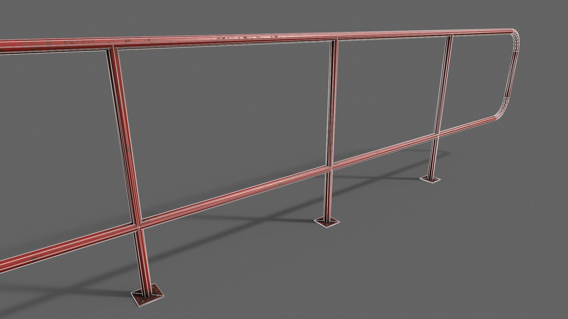 PBR Pedestrian Guard Rail V5-Clean-Rusty Low-poly 3D model_27