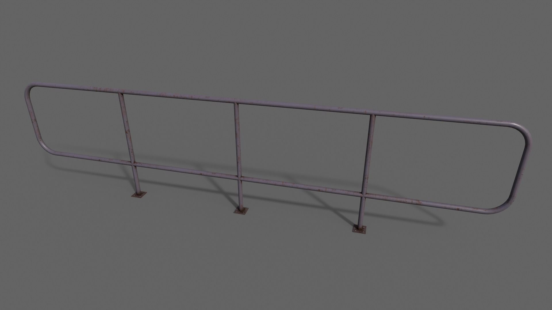 PBR Pedestrian Guard Rail V5-Clean-Rusty Low-poly 3D model_25