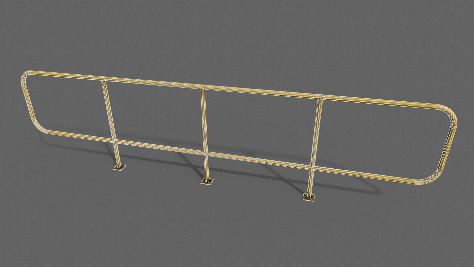 PBR Pedestrian Guard Rail V5-Clean-Rusty Low-poly 3D model_32