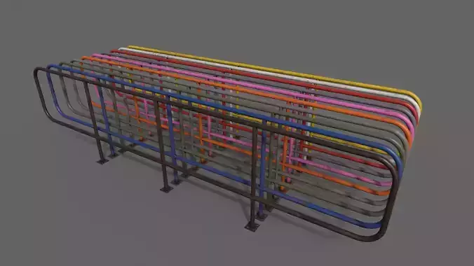 PBR Pedestrian Guard Rail V5-Clean-Rusty Low-poly 3D model