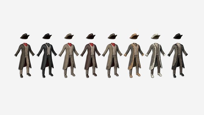 08 Cowboy Outfits A - Character Fashion Design 3D Model Collection
