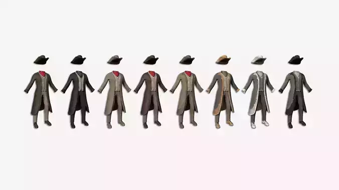08 Cowboy Outfits A - Character Fashion Design 3D Model Collection
