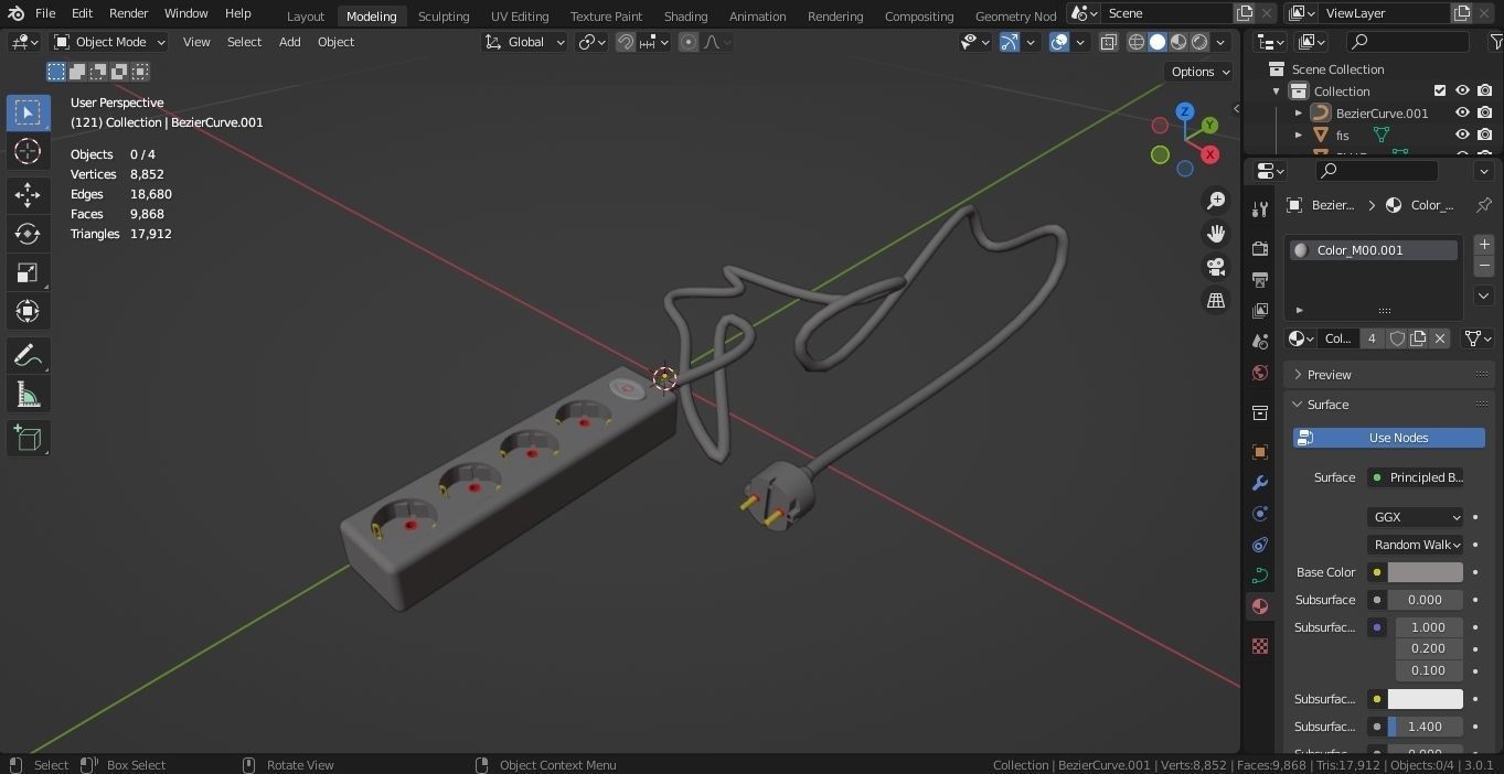 FOUR INPUT CORDED SOCKET 3D model_3