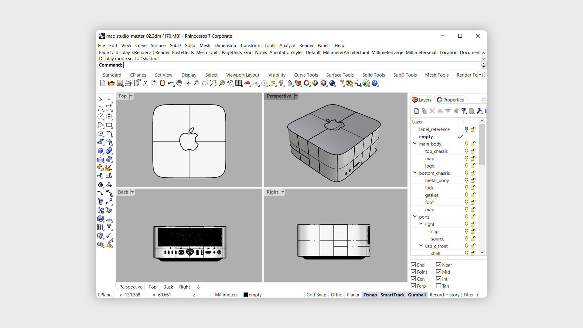 Apple Mac Studio 2022 Mini Desktop Computer 3D model_8