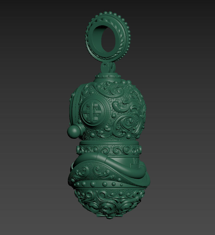 Pendant of Diving Suit in Steampunk Style  3D print model_12