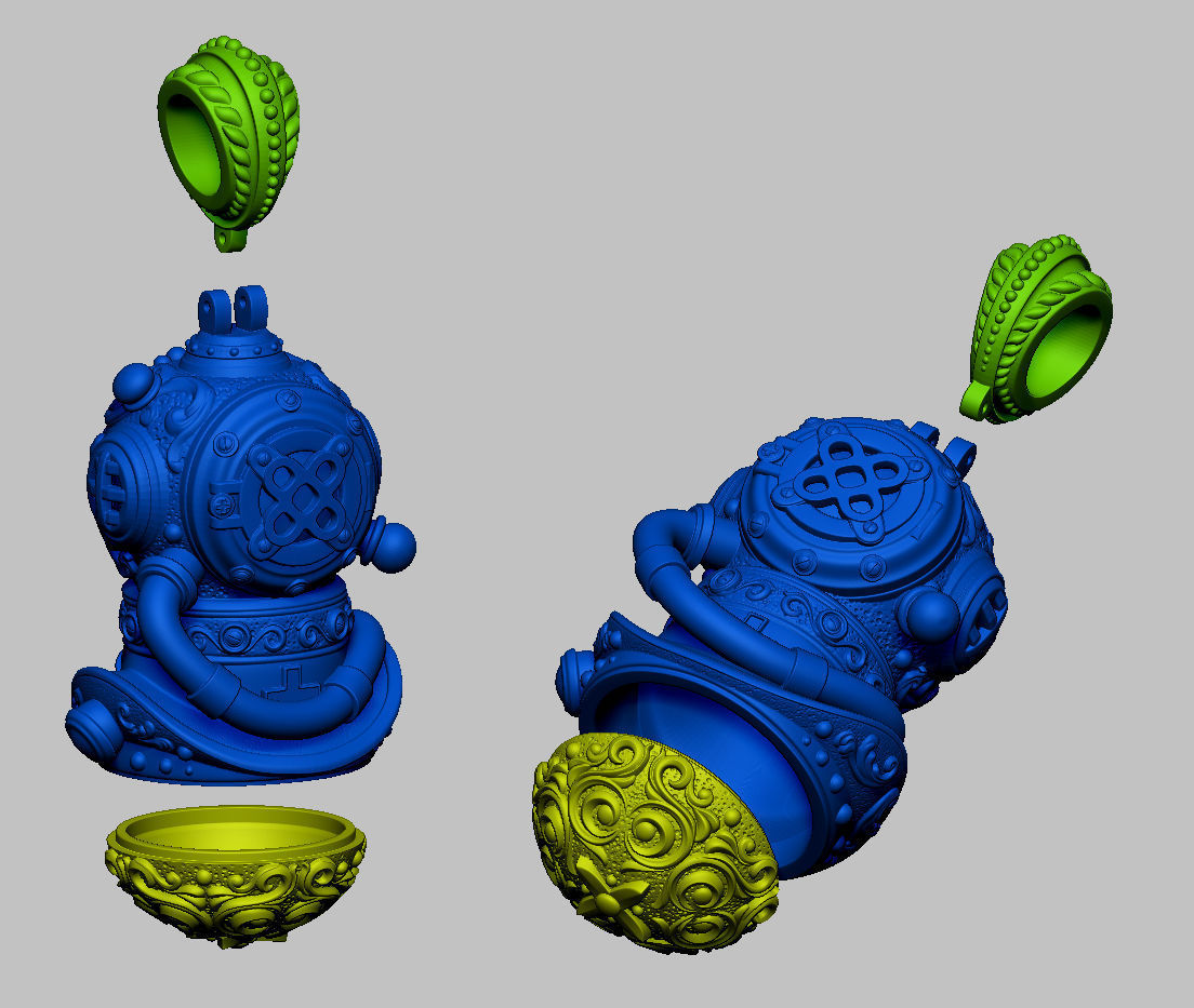 Pendant of Diving Suit in Steampunk Style  3D print model_4
