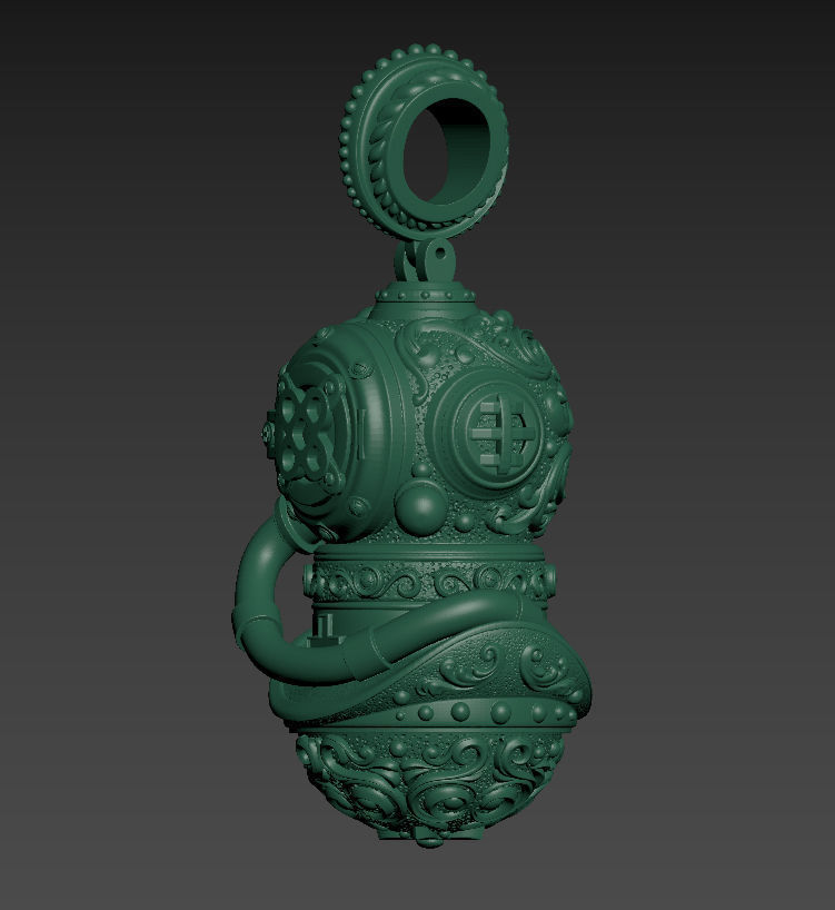 Pendant of Diving Suit in Steampunk Style  3D print model_15