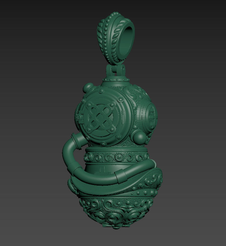 Pendant of Diving Suit in Steampunk Style  3D print model_14