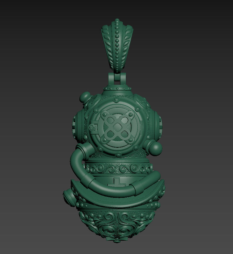 Pendant of Diving Suit in Steampunk Style  3D print model_13