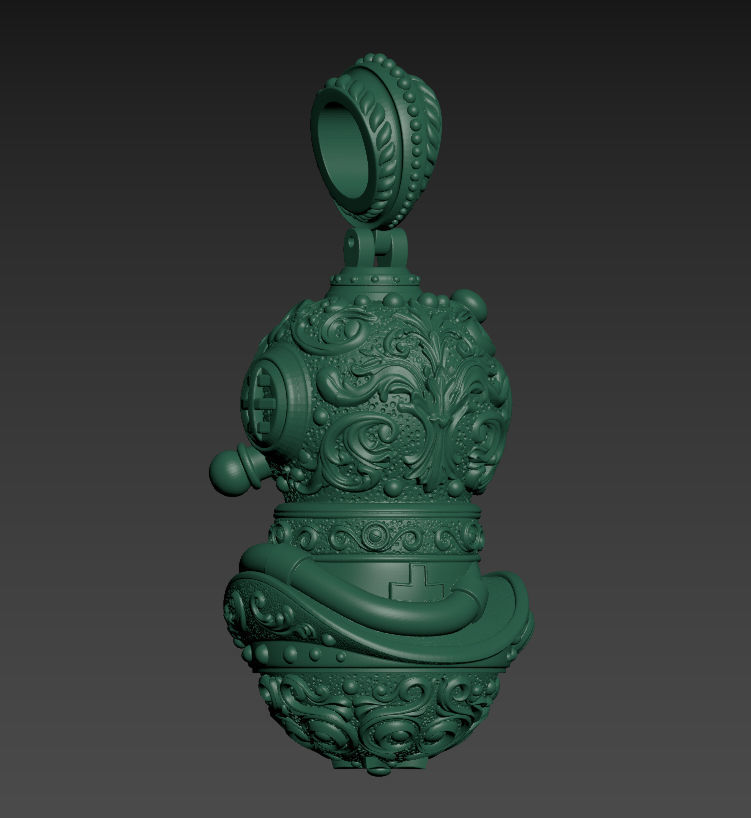 Pendant of Diving Suit in Steampunk Style  3D print model_16
