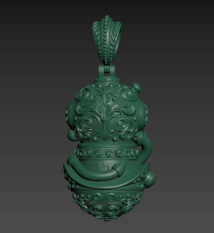 Pendant of Diving Suit in Steampunk Style  3D print model_18