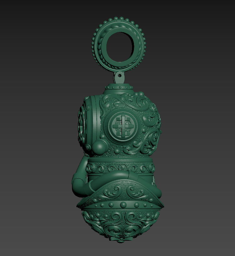 Pendant of Diving Suit in Steampunk Style  3D print model_11