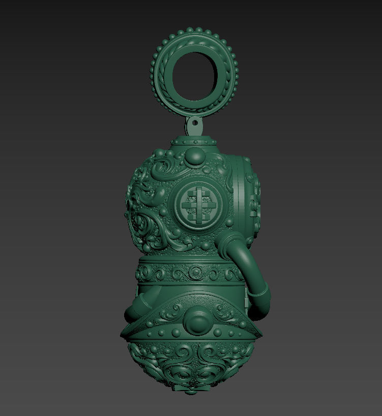 Pendant of Diving Suit in Steampunk Style  3D print model_17