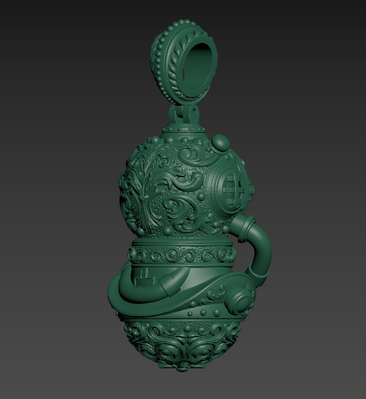 Pendant of Diving Suit in Steampunk Style  3D print model_19