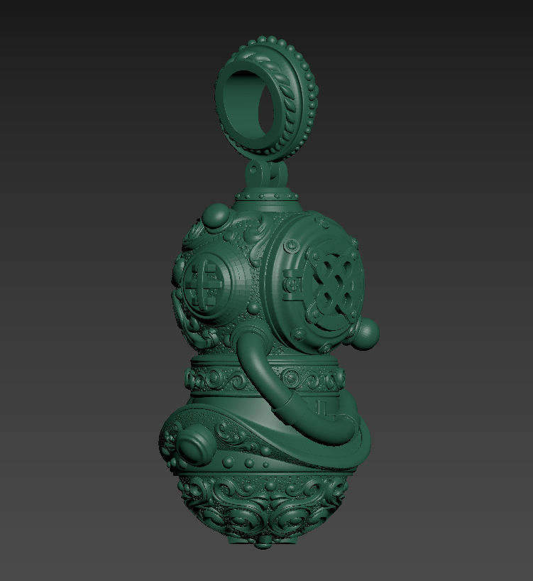 Pendant of Diving Suit in Steampunk Style  3D print model_10