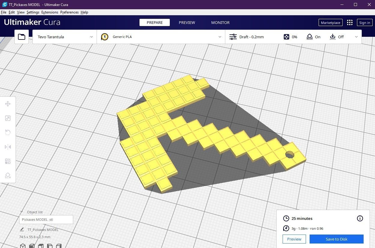 pick axe minecraft 3D print model_11