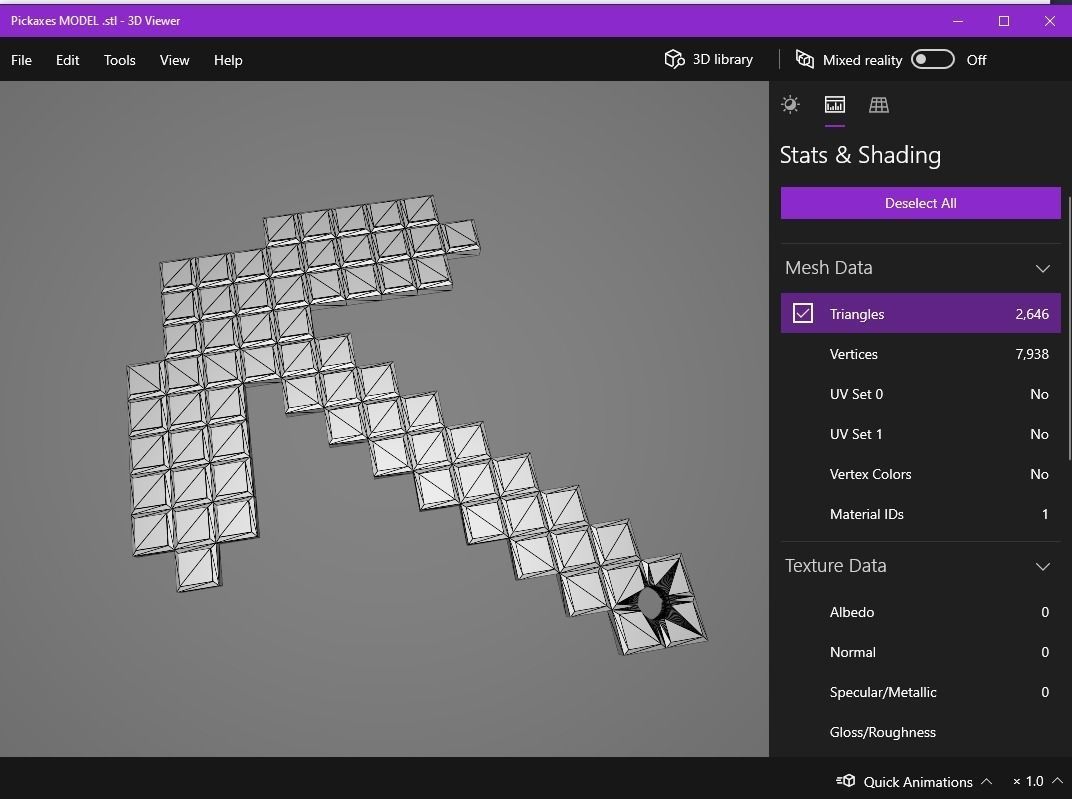 pick axe minecraft 3D print model_16